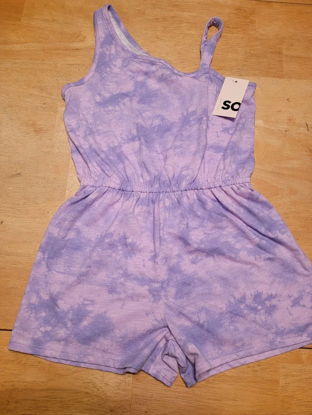 Girl's SO Tie-Dye Tank Top Short Lavender Romper, Large